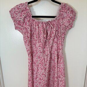 90s Style Pink Floral Babydoll Dress- Size M/6
